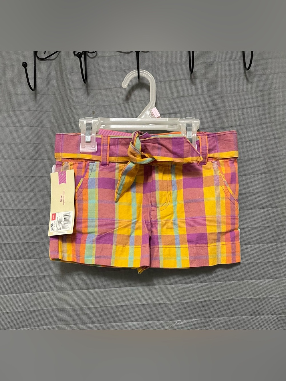 Cherokee girl's orange plaid cotton shorts size XS (4/5)